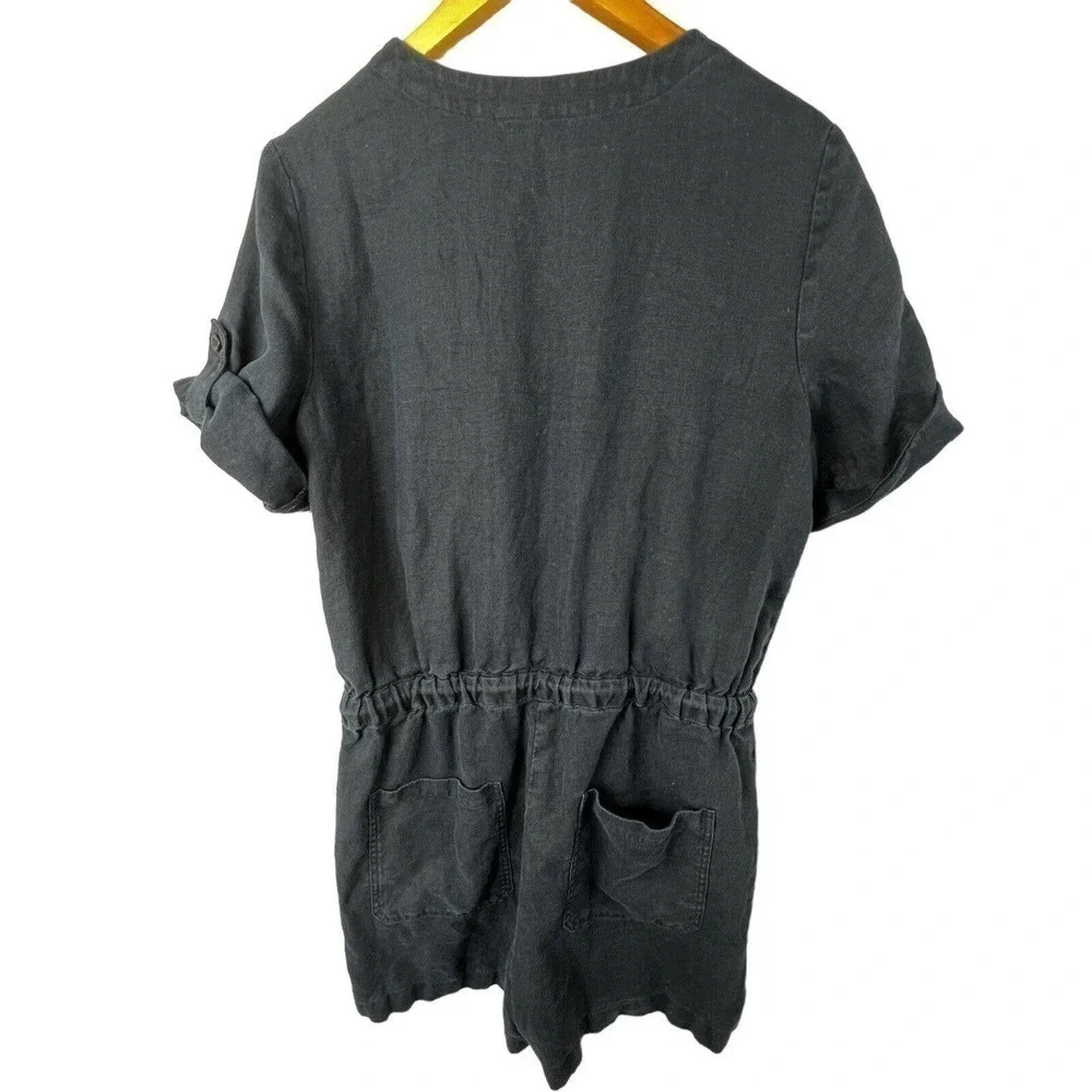 Lauren Ralph Lauren Navy Blue Linen Romper Size 6 Short Sleeve